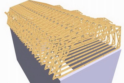 Sectiune 3D a a unei mansarde realizate cu structuri usoare InTekWood