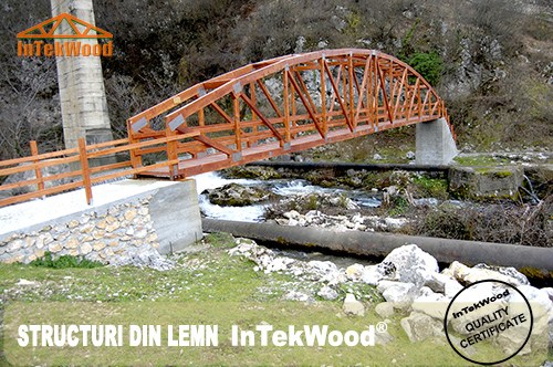 Poduri, punti pietonale cu deschideri de 25 de m realizate cu structuri din lemn InTekWood